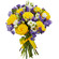 букет желтых роз и синих ирисов. Кыргызстан